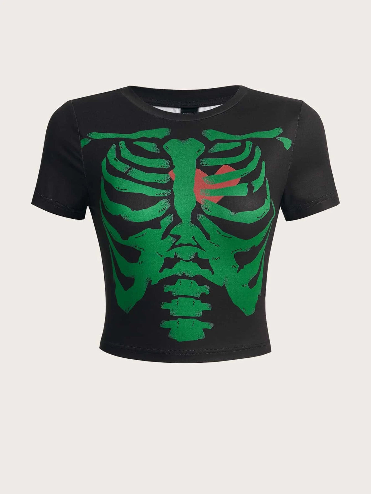 Skeleton Print Crop Tee