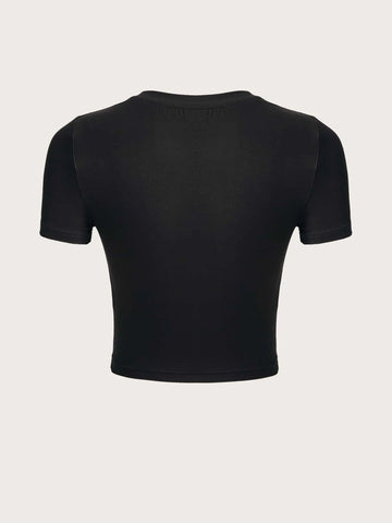 Skeleton Print Crop Tee