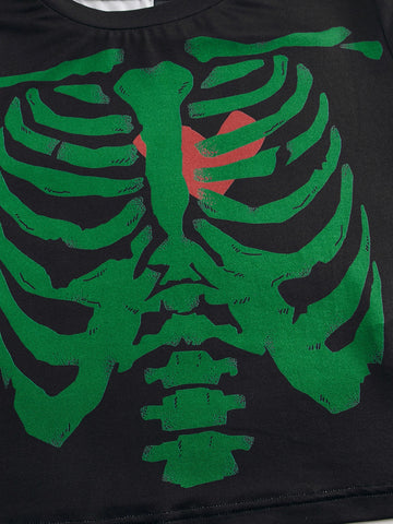 Skeleton Print Crop Tee