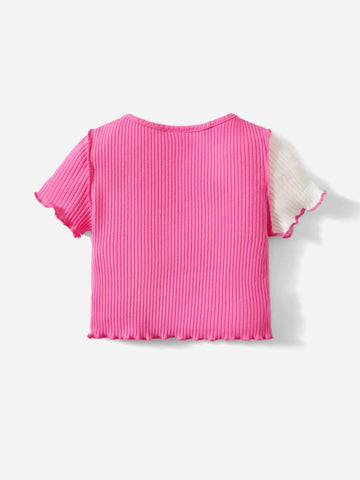 Baby Colorblock Lettuce Trim Ribbed Knit Tee