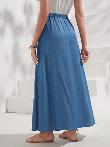 EMERY ROSE Solid Drawstring Waist Skirt