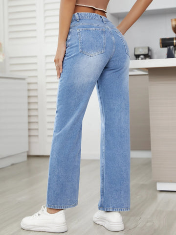 High Waist Straight Leg Jeans