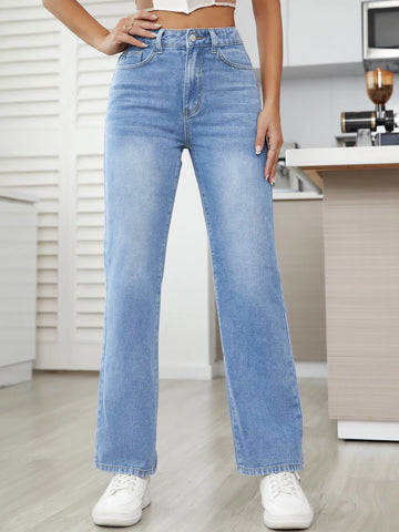 High Waist Straight Leg Jeans