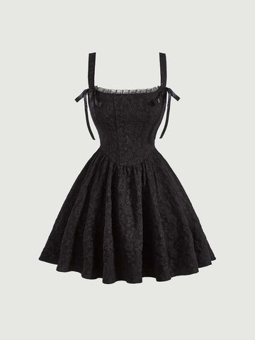 MOD Solid Knot Detail Jacquard Cami Dress