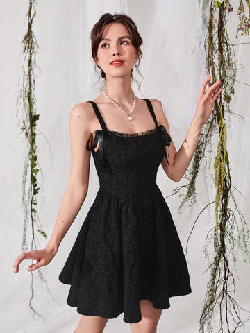 MOD Solid Knot Detail Jacquard Cami Dress