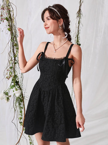 MOD Solid Knot Detail Jacquard Cami Dress