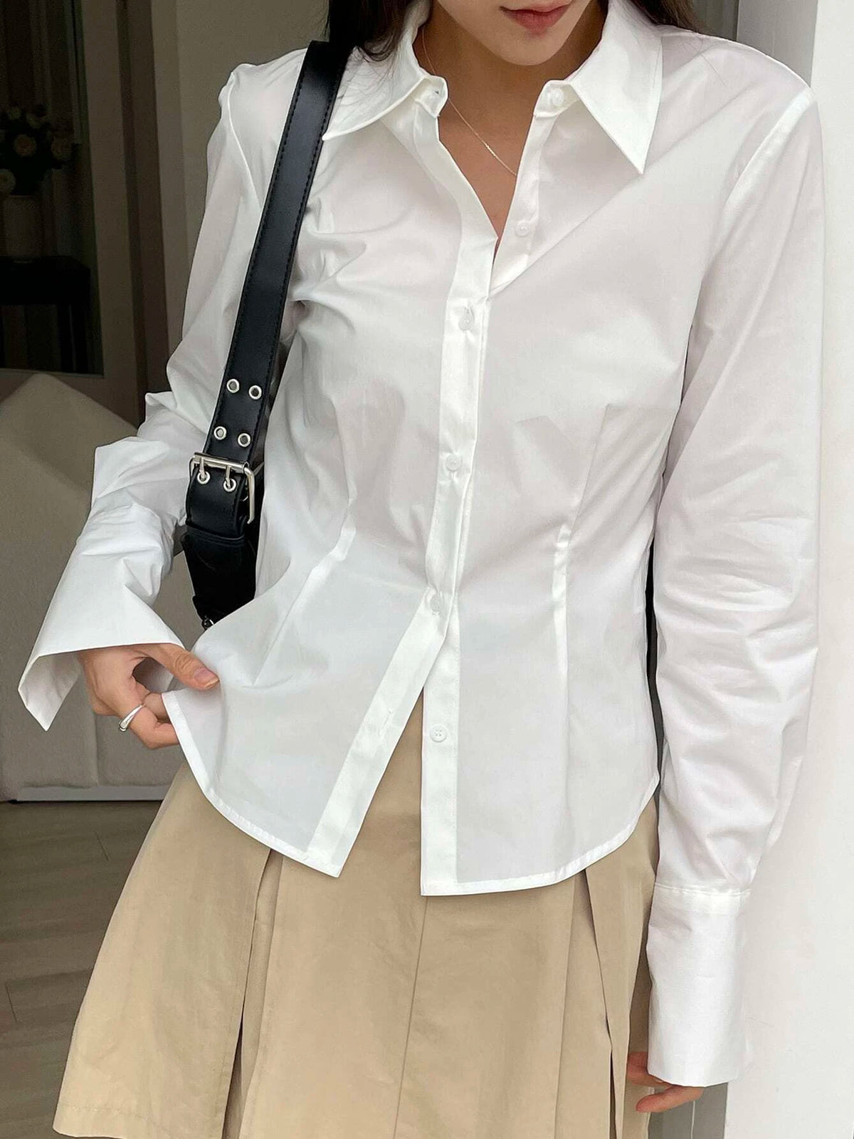 DAZY Solid Button Front Shirt