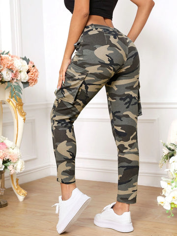 SXY Camo Print Flap Pocket Jeans