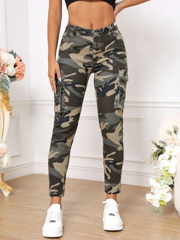 SXY Camo Print Flap Pocket Jeans