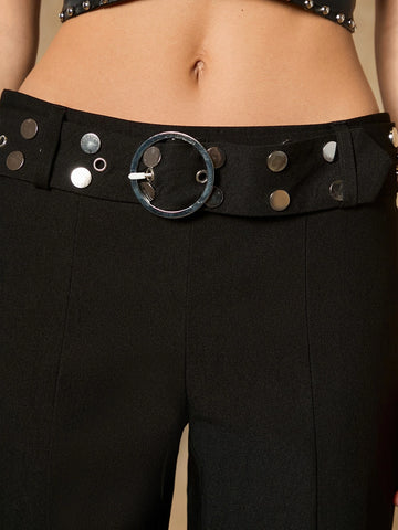 ICON Solid Split Hem Flare Leg Pants Without Belt