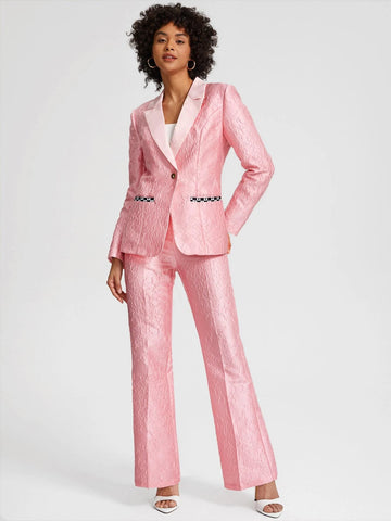 Jacqueline City Single Button Jacquard Blazer & Pants