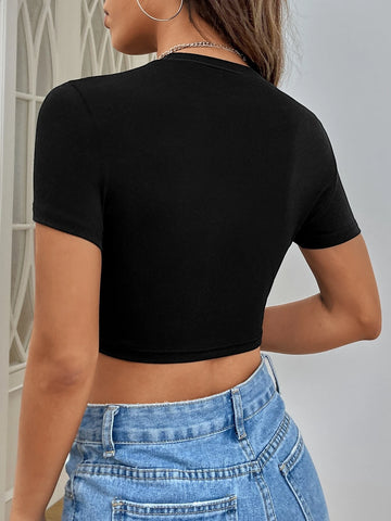 EZwear Letter Graphic Crop Tee