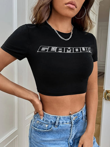 EZwear Letter Graphic Crop Tee
