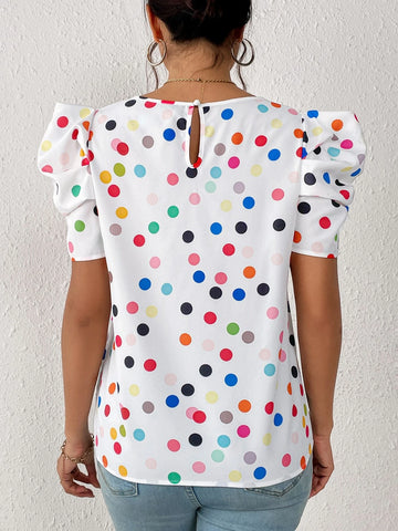 Unity Polka Dot Print Puff Sleeve Blouse