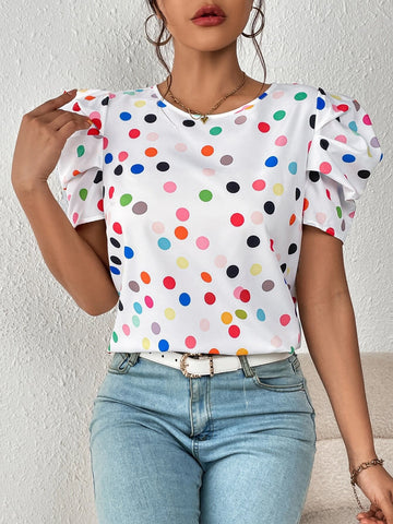Unity Polka Dot Print Puff Sleeve Blouse