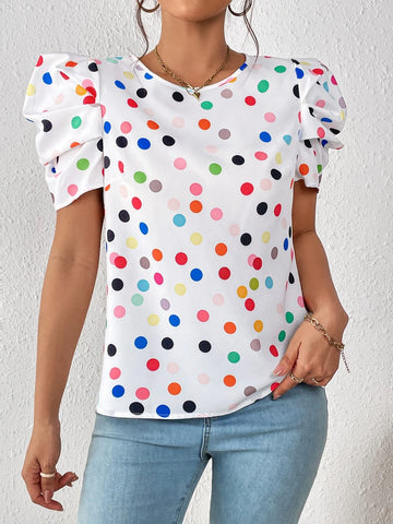 Unity Polka Dot Print Puff Sleeve Blouse