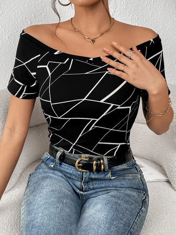 Unity Geo Print Off Shoulder Tee