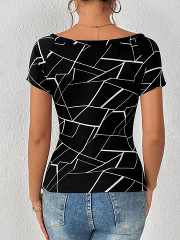 Unity Geo Print Off Shoulder Tee