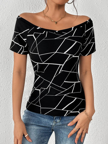 Unity Geo Print Off Shoulder Tee