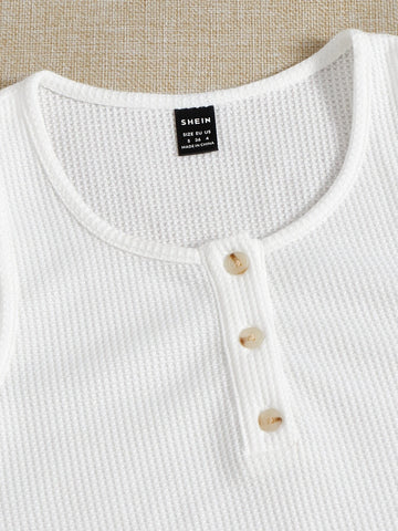 EZwear Half Button Crop Tank Top & Drawstring Waist Shorts