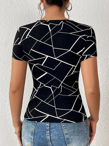 Unity Geo Print Cut Out Front Tee