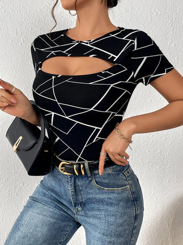 Unity Geo Print Cut Out Front Tee