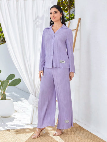 Modely Letter Patched Detail Shirt & Pants