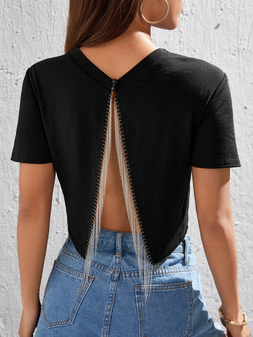 PETITE Chain Detail Backless Tee