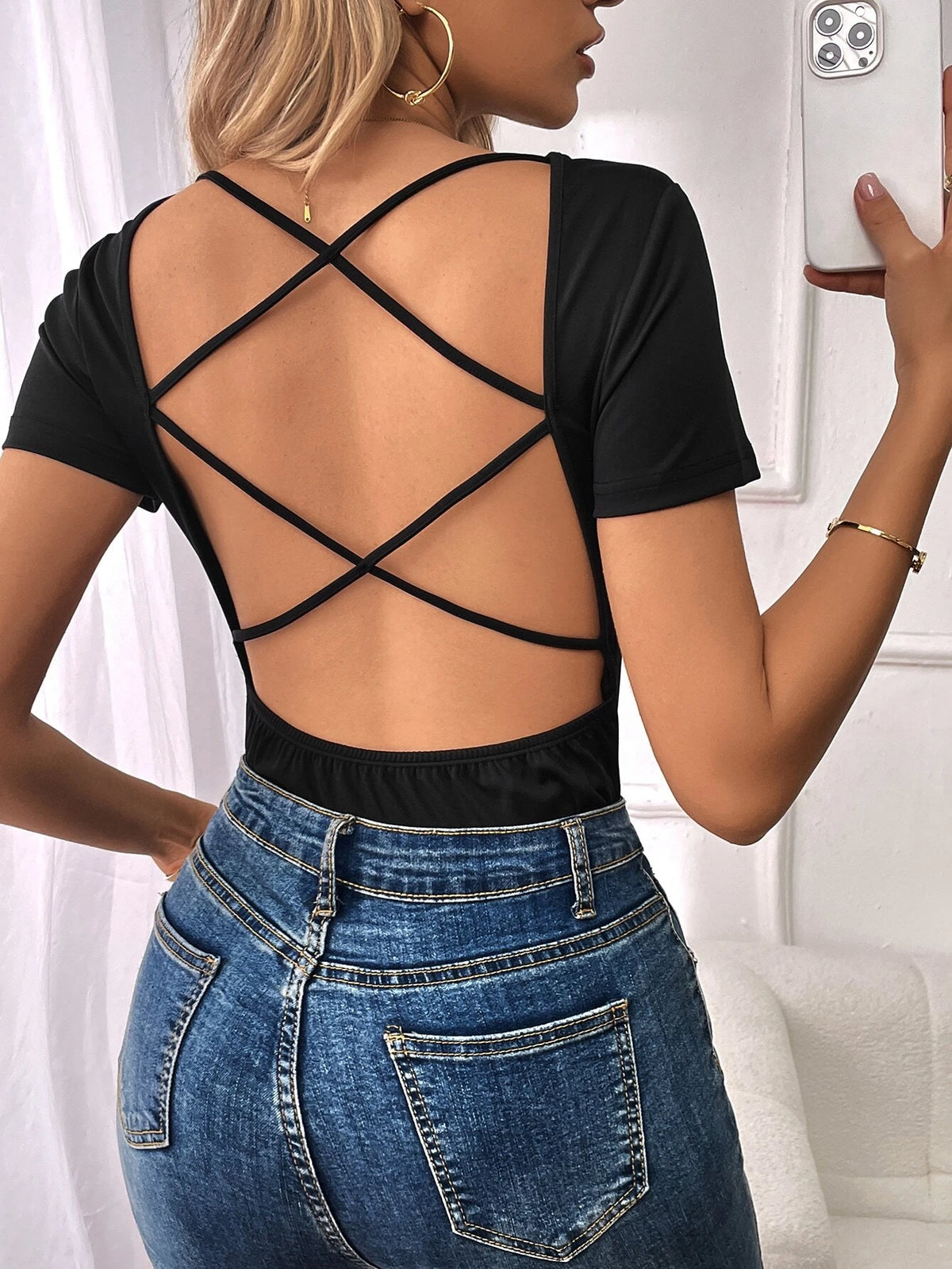 Unity Criss Cross Backless Solid Tee