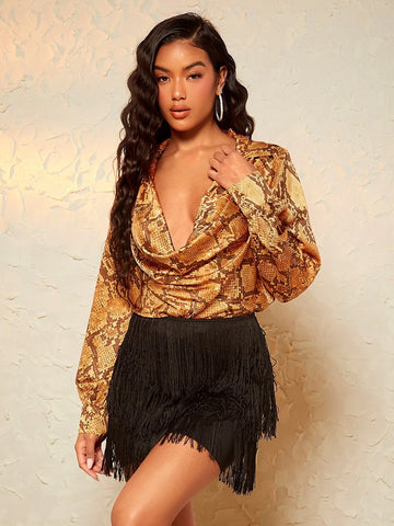BAE Fringe Trim Bodycon Skirt