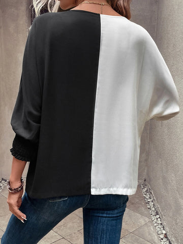 EMERY ROSE Two Tone Batwing Sleeve Blouse