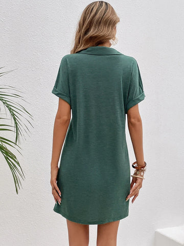 Solid Batwing Sleeve Tee Dress