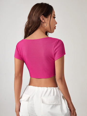 EZwear Scoop Neck Crop Tee
