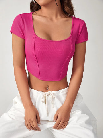 EZwear Scoop Neck Crop Tee