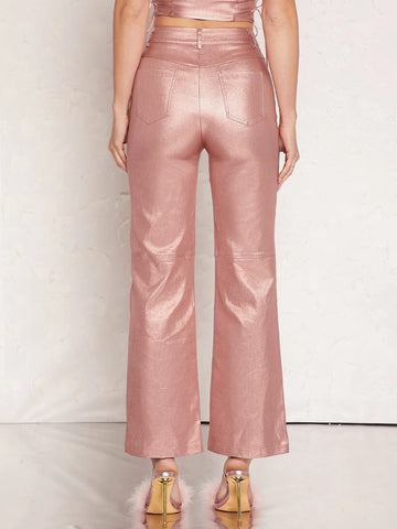 BAE High Waist Straight Leg PU Leather Pants