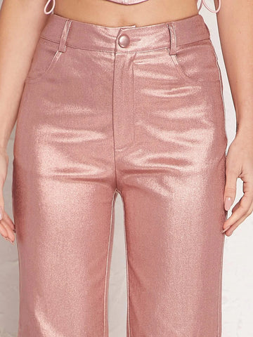 BAE High Waist Straight Leg PU Leather Pants