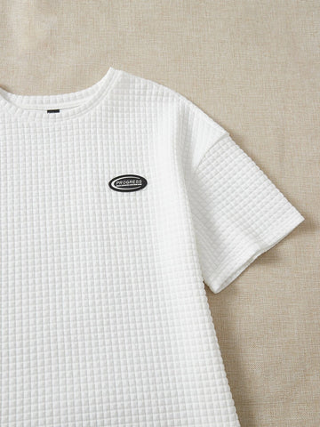 EZwear Patched Detail Drop Shoulder Tee & Shorts