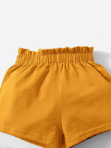 Baby One Shoulder Top & Paper Bag Waist Shorts