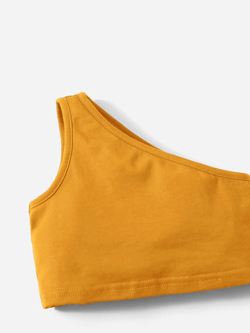 Baby One Shoulder Top & Paper Bag Waist Shorts