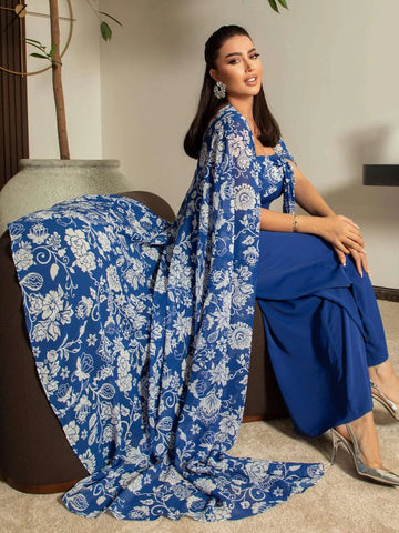 Modely Floral Print Shirred Bodice Chiffon Jumpsuit