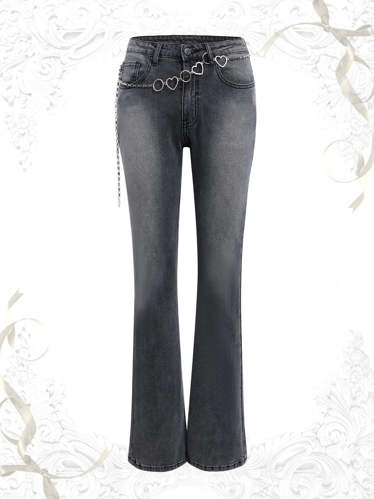 ROMWE Washed Flare Leg Jeans