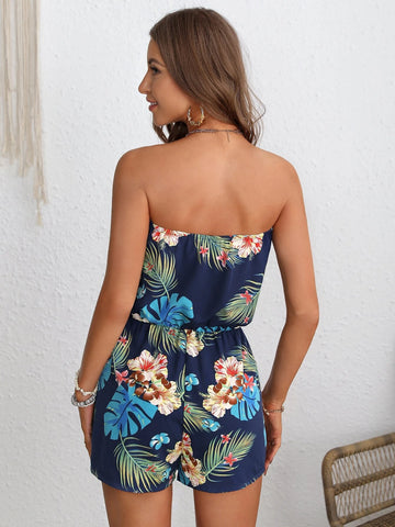 Tropical Print Tube Romper