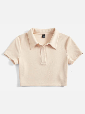 EZwear Polo Neck Crop Tee & Sweatpants