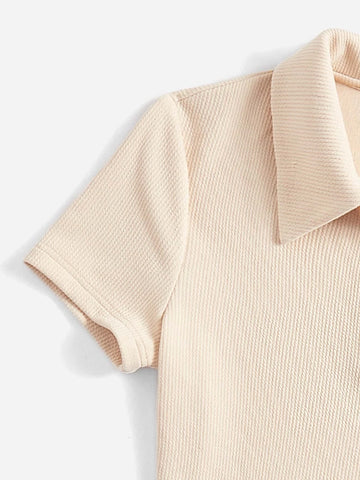 EZwear Polo Neck Crop Tee & Sweatpants