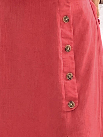 Solid Tank Top & Button Front Split Thigh Skirt