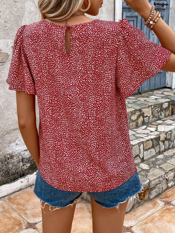 EMERY ROSE Allover Print Butterfly Sleeve Blouse