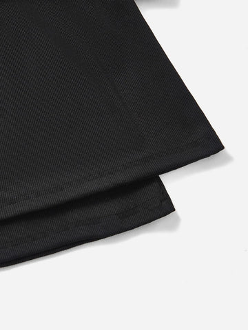 EZwear Letter Patched Detail Crop Halter Top & Flare Leg Pants