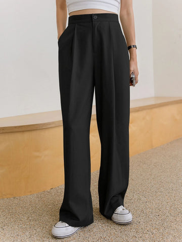 DAZY Lapel Neck Blazer & Fold Pleated Tailored Pants