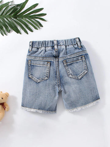 Baby Ripped Frayed Raw Hem Denim Shorts