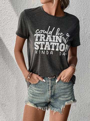 EMERY ROSE Slogan Graphic Tee